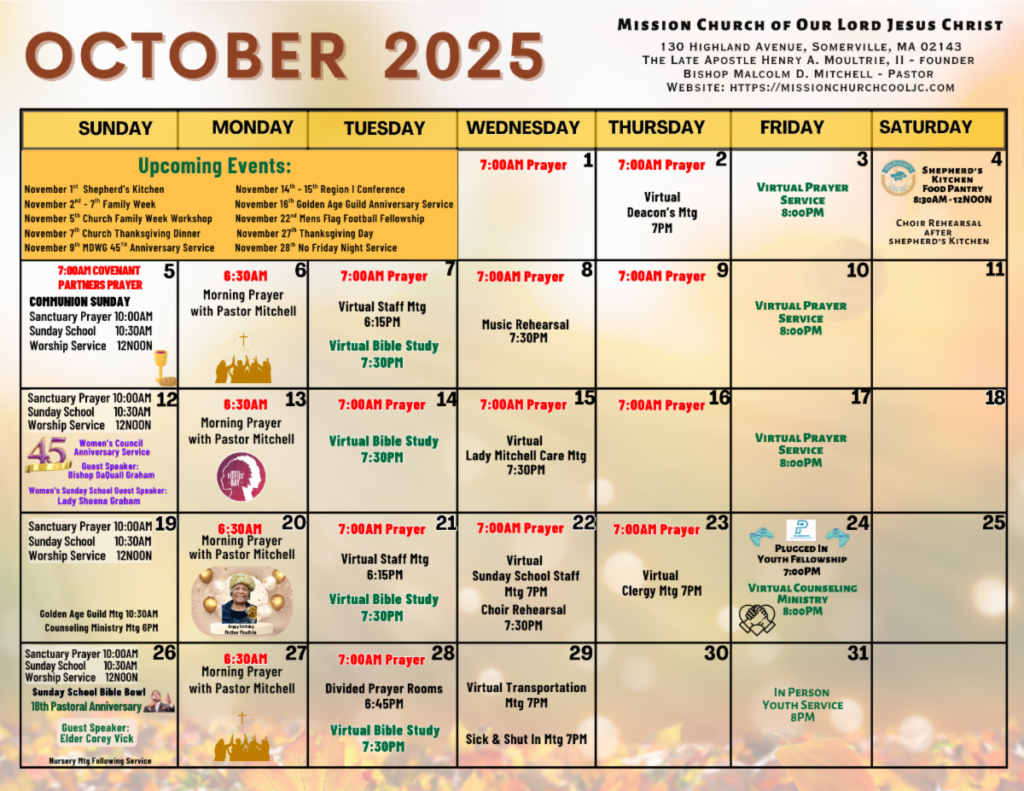 October Calendar